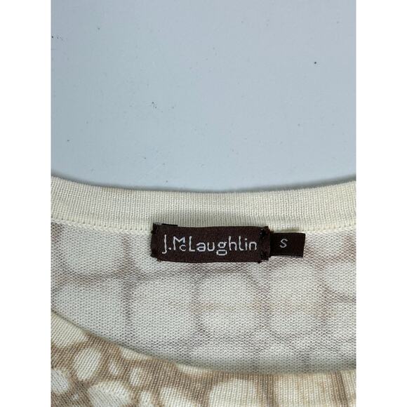 J. McLaughlin Cream Tan Animal Print Crewneck Sweater Long Sleeve Winter S - Picture 3 of 7